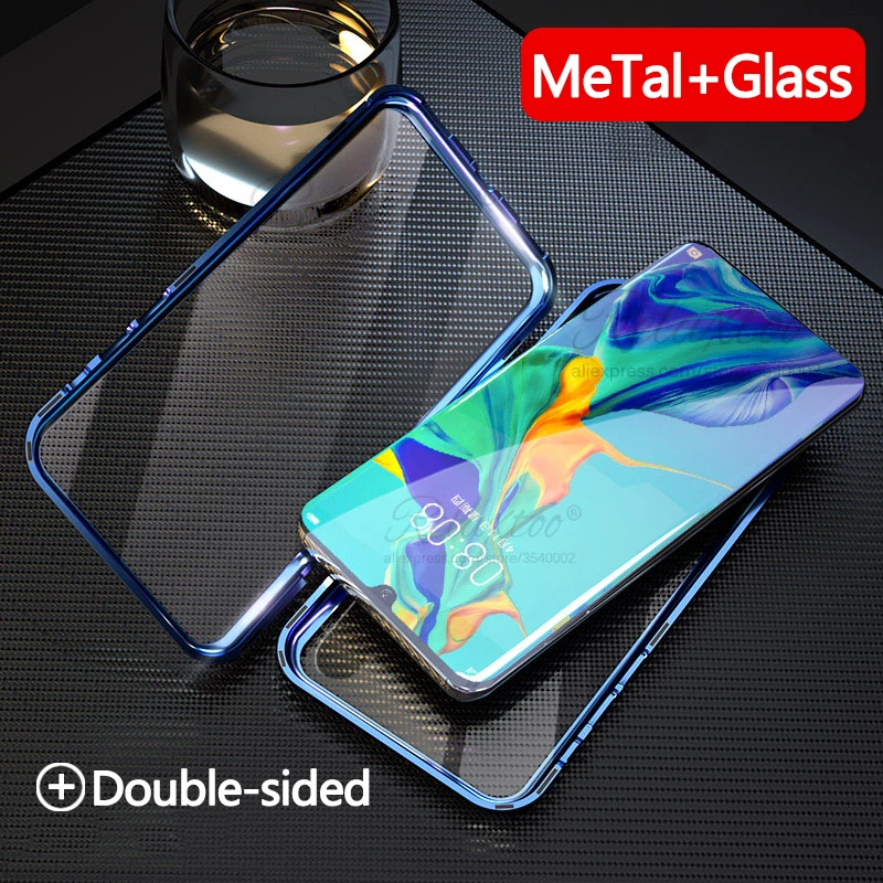 

Magnetic Adsorption case For Huawei p30 lite pro Double-side tempered glass cover phone shell on p 30 p30lite Metal Bumper Coque