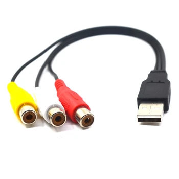 

USB Male to 3RCA RGB Female AV Audio Video Composite Cable Cord Adapter Converter Connector Component Lead RCA Cable