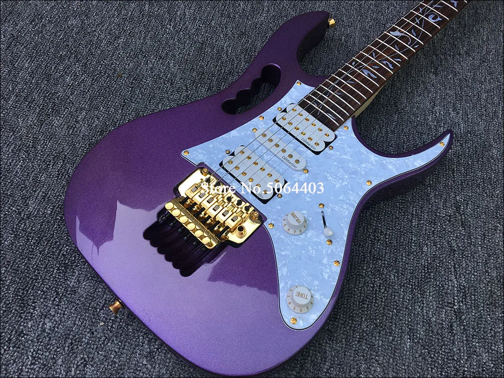 Guitarra eléctrica de doble mecedora de 6 cuerdas, instrumento musical  personalizado de alta gama, pintura púrpura, accesorios dorados, diapasón  de madera rosa, incrustaciones de árbol salvavidas|Guitarra| - AliExpress
