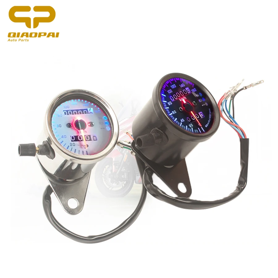 

Universal Motorcycle Mechanic Speedmeter Double Meter Instrument Lcd Backlight Chrome Black for Retro Vintage Harley Scooter