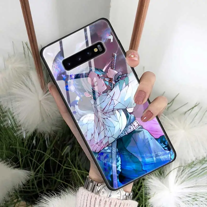 T11 Аниме демон Slayer Kimetsu no Yaiba закаленное стекло чехол для samsung Galaxy S10 5G Note 9 A70 силиконовый край телефона оболочки - Цвет: T11