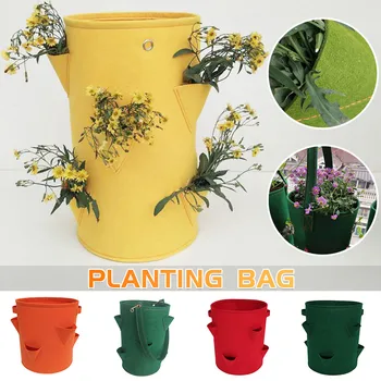 

Garden Outdoor Planting Grow Bag Strawberry Vertical Flower Herb Pouch Root Breathable Vegetable Round Reusable Pot Planter