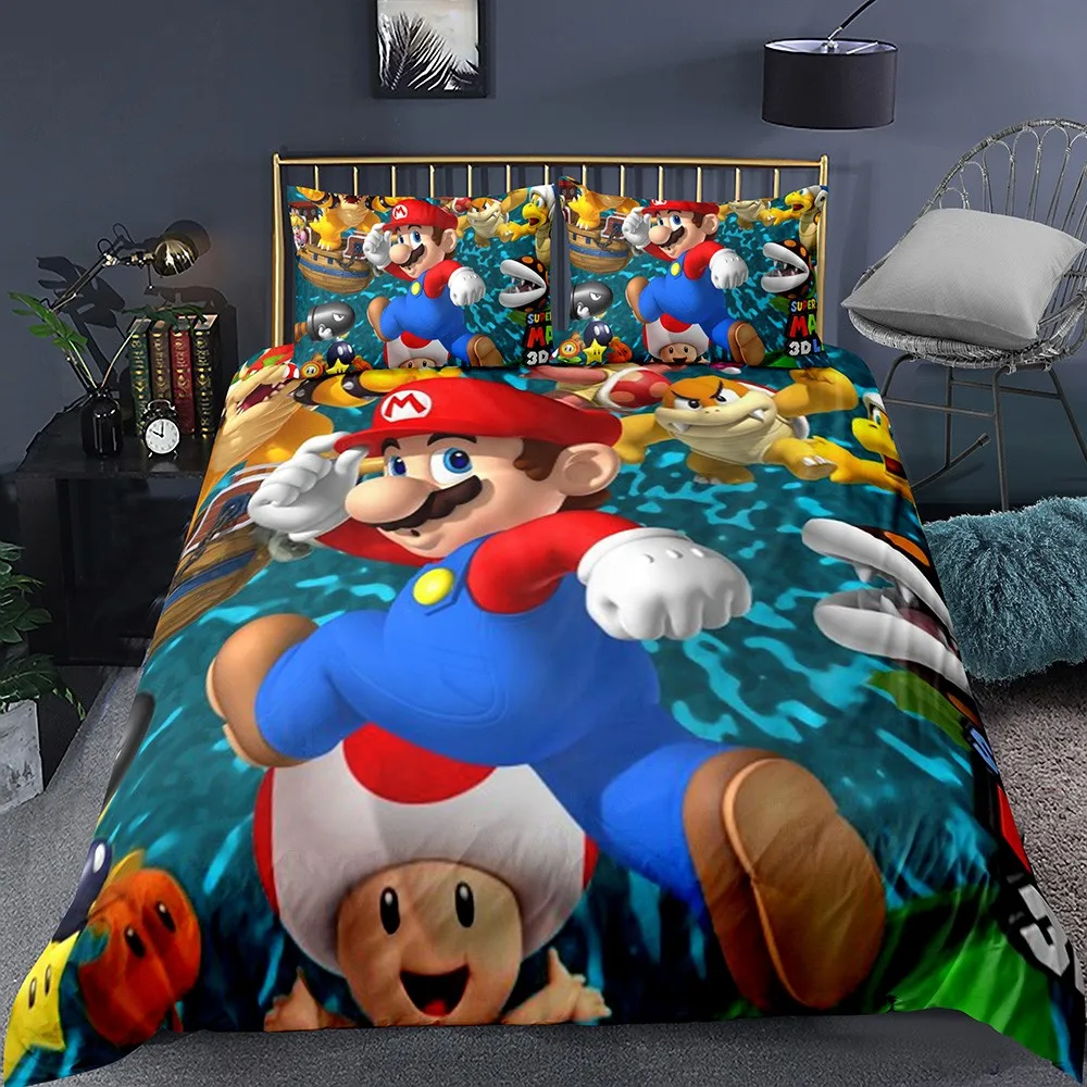 Мягкий пододеяльник из микрофибры, Супер Марио, черепаха, игра, постельные принадлежности, детская комната, декоративное покрывало, наволочка, постельные принадлежности, пододеяльник