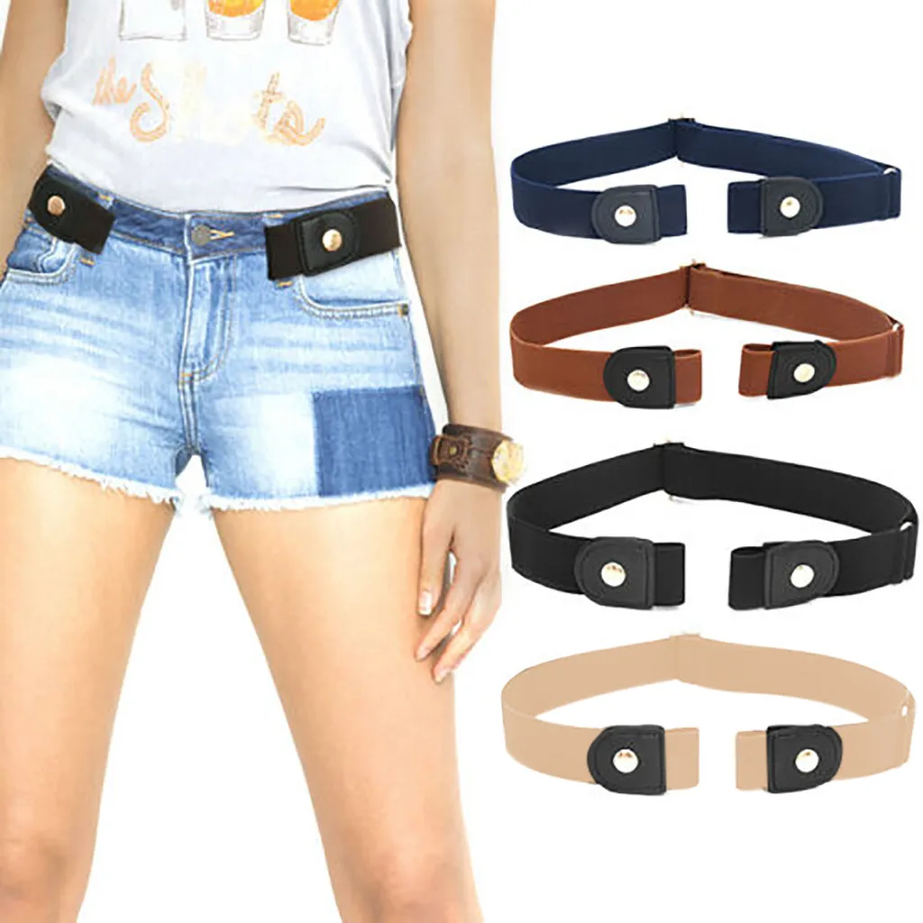 Buckle-free Elastic Invisible Belt for Jeans No Bulge No Hassle Genuine Leather