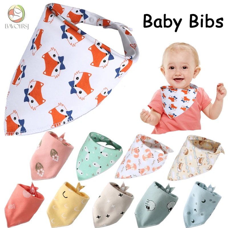

Bavoirsj Safe Soft Bandana Baby Bibs Baby Feeding Tablewear Printing Candy Color Infant Cartoon Bibs For New Born