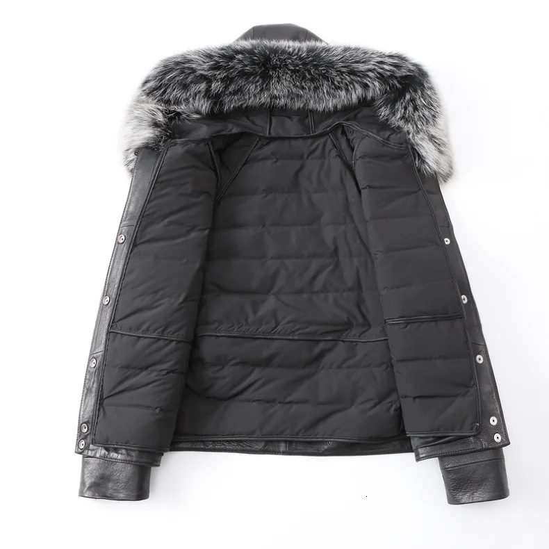 New Genuine Leather Down Jacket Women Short Korean Autumn Winter Sheepskin Coat Female Jacket Real Fox Fur Collar 910
