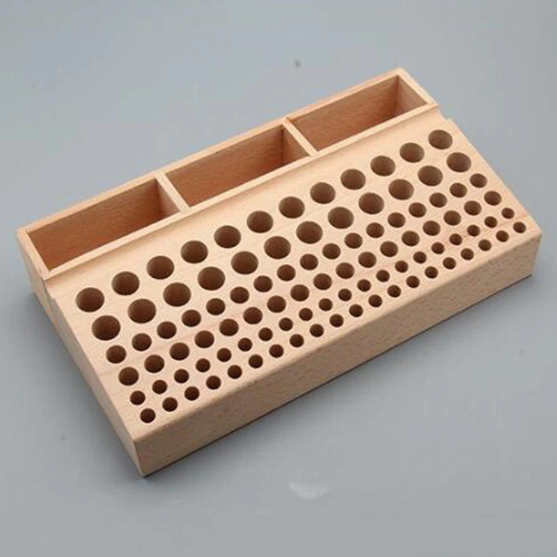 46 Holes F Fityle //98 Holes Pine Wooden Leathercraft Rack Stand DIY Stamping Punching Tools Holder Organizer Storing Leather Tool Storage Box