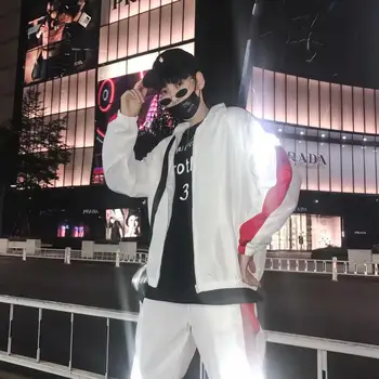 

Spring and autumn leisure sports suit hip-hop suit male street tide brand loose and comfortable two-piece fashion jacket cool