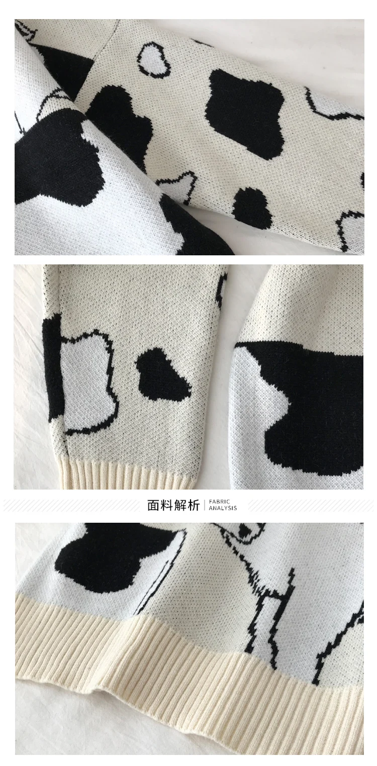 winter treasure farm cow sweater round neck autumn and winter new loose lazy knitted top