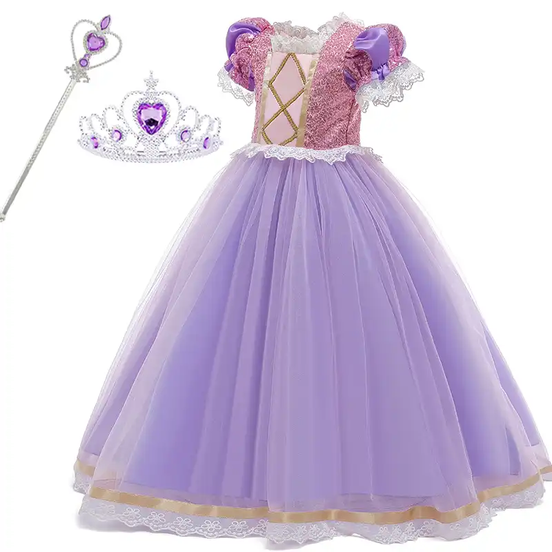 女の子のドレス夏コスプレソフィアラプンツェル姫のドレススパンコール誕生日パーティー子供服 Dresses Aliexpress