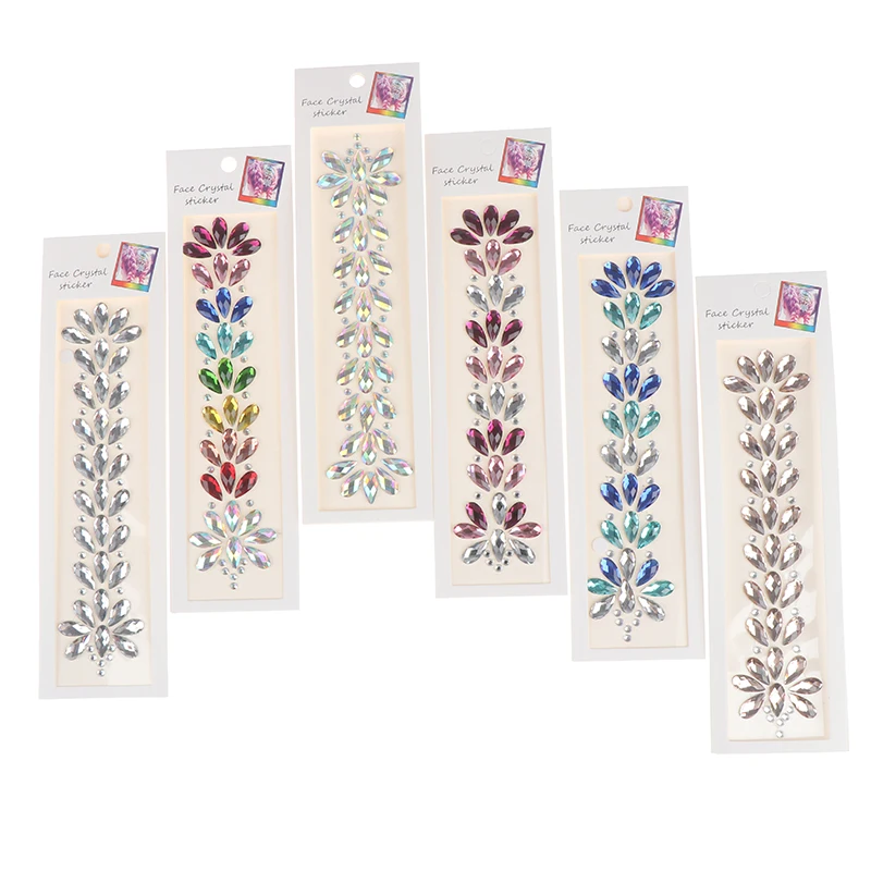 Temporary Tattoo Stickers 3D Crystal Stickers Forehead Headpiece Hair Glitter Face Body Gems Shiny Sticker