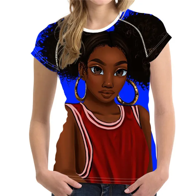 WHEREISART футболки для женщин Blow Bubbles футболка для взрослых Футболка африканская темнокожая девушка футболки короткий рукав o-образный вырез Топы - Цвет: YQ3595BV