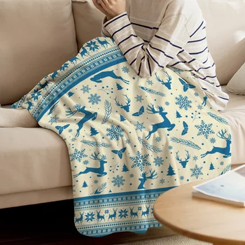 

Christmas Pattern, Elk, Snowflake Blanket Soft Throw Blanket Machine Washable Blankets For Beds