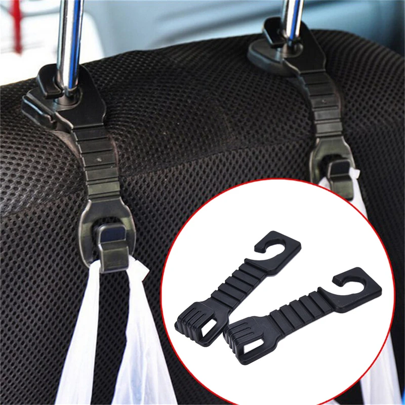 1pair Car Back Seat Hooks Holder for Bag Purse Cloth Grocer Flexible Auto Hangers Fixed on Headrest Car Styling Accessories
