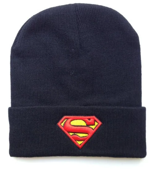 

Superman Batman Superhero Embroidery Knitted Cap Cosplay Skullcap Hat Warm Beanie Women Men Christmas Gift
