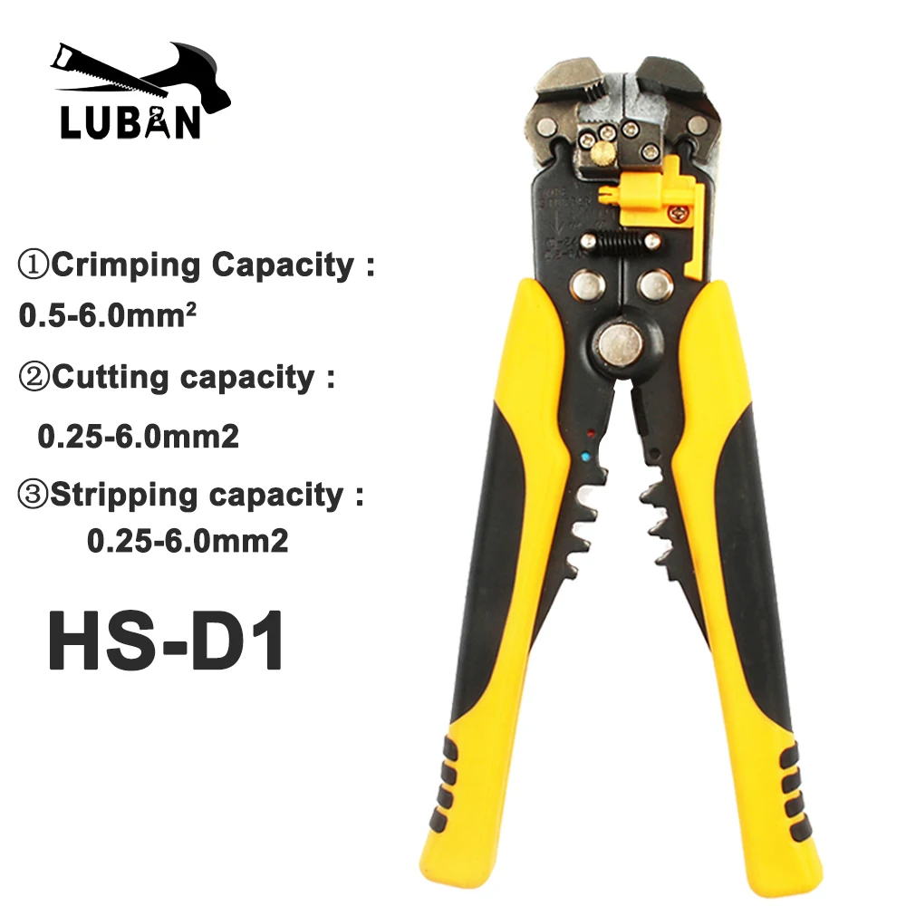 LUBAN HS-03BC обжимные плоскогубцы Multi Tool 0,5-6mm2 руководство ручные многофункциональные инструменты 0,5 до 6,0 mm2 AWG 16-10 обжимной инструмент - Цвет: HS-D1-Y