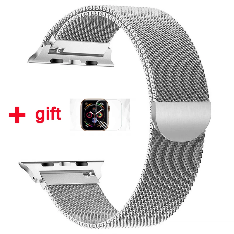 Silver 1 Миланская петля ремешок для Apple watch band 4 3 42 мм 38 мм iWatch band 44 мм 40 мм браслет из нержавеющей стали Apple watch аксессуары - Цвет ремешка: Silver 1