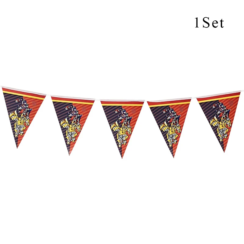 Pennant x 1set Шмель Оптимус Прайм Трансформация вечерние бумажные стаканчики и тарелки детский душ шары Дети День рождения украшения принадлежности AW05 - Цвет: Pennant x 1set