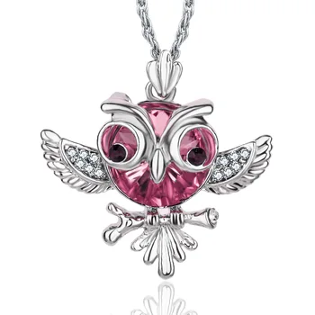 

Retro Crystal Owl Pendant 925 Silver Necklace Fashion Chain Jewellery Handmade Lucky Amulet Gifts for Men Woman