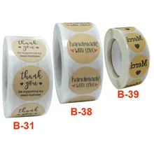 

500 Pieces / Roll of Thank You Stickers for My Small Business Sticker Handmade with Love Decoration UU Gift Seal Thanks Merci