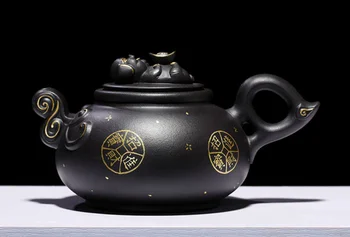 

Exquisite China Yixing Zisha 400cc Black Clay Handmade Zodiac Pig Gongfu Teapot