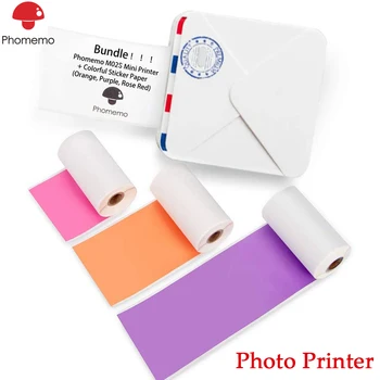 

Phomemo M02S Pocket Printer Bluetooth Thermal Photo Printer with 3 Rolls Colorful Sticker Paper for Art Creation Work Gift Study