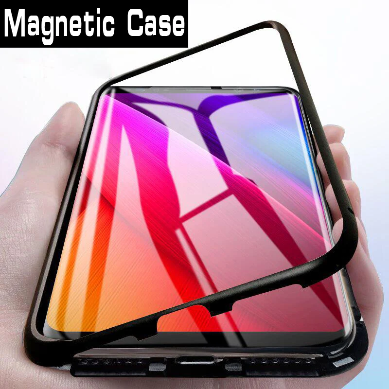 

Magnetic Adsorption Metal Glass Case For Oneplus 7 Pro 6T 6 5T Phone Protective Case Cover Fundas Coque Capa