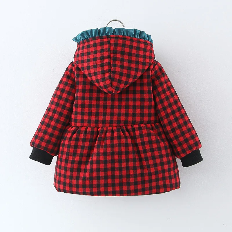 Детская одежда; зимняя утепленная хлопковая стеганая Одежда для девочек; бархатная куртка с кружевом для малышей