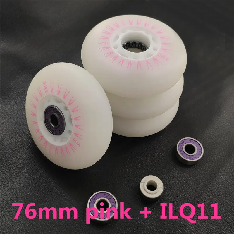 76mm pink ILQ11 4 шт. колеса для катания на коньках светодиодный флэш-колеса для роликовых коньков 72 76 мм 80 мм Slalom FSK шины для SEBA High HV HL FRM FR патины ILQ-11 подшипник - Цвет: 76mm pink ILQ11