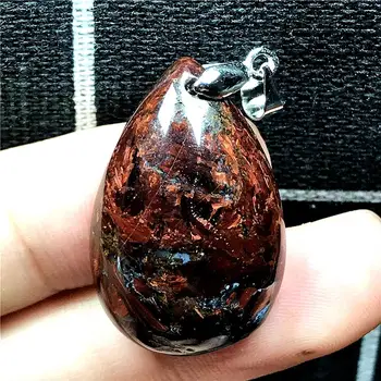 

Genuine Natural Red Pietersite Pendant Jewelry For Woman Lady Man Crystal 28x18x9mm Silver Namibia Fire Water Drop Stone AAAAA