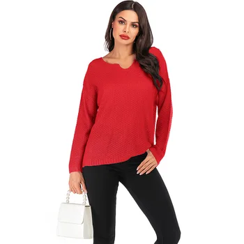 

V Neck Sweater Female Loose Pullover Autumn Winter Fashion Knitted Jumper For Women Ladies Big size Tricot Pull Femme Clothing