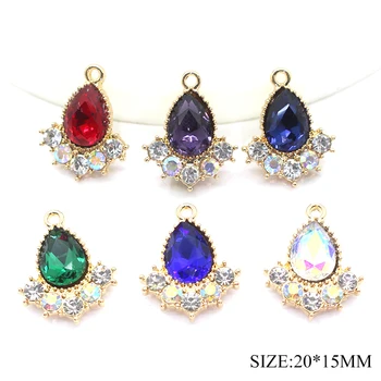 

10pcs/lot 20*15MM Water Drop Pendant Rhinestone Flatback Snap Sewing Button for Craft Diy Manualidades Accessories Decorative