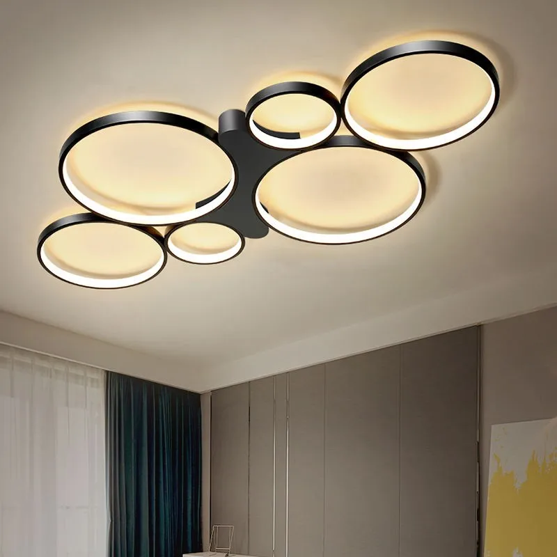 Black Modern Simple LED Ceiling Light Living Room Hall Large Surface Mount Panel Lamp Acrylic Bedroom Kitchen Indoor Luminaires