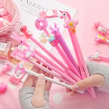 1 шт., 0,5 мм, милые Креативные гелевые ручки с единорогом, ручка для подписи, Escolar Papelaria, школьные канцелярские принадлежности, рекламный подарок, Kawaii
