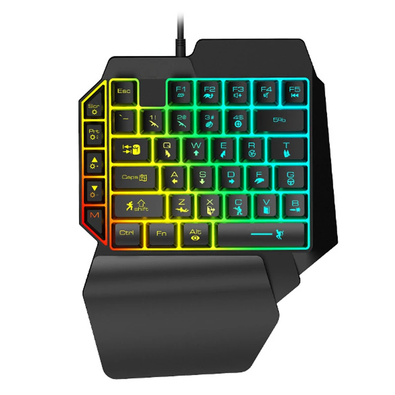 Проводная игровая клавиатура T15 со светодиодной подсветкой 39 клавиш Мембранная