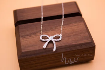 

Women's Bow Pendant Necklace 925 Sterling Silver with Zircon High Quality Choker New Trendy Elegant and Chic All-Match from HuWu