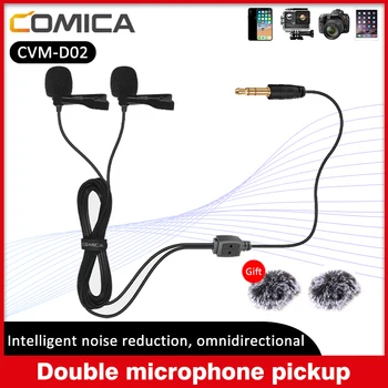 

Comica CVM-D02 Dual clip-on lapel lavalier microphone interview mic for iPhone Android Smartphone for Sony Canon Nikon Cameras