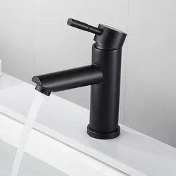 HOTBEST Bathroom Basin Faucet Stainless Steel Waterfall Basin Sink Mixer Tap Deck Mounted Bathroom Black Home Improvement