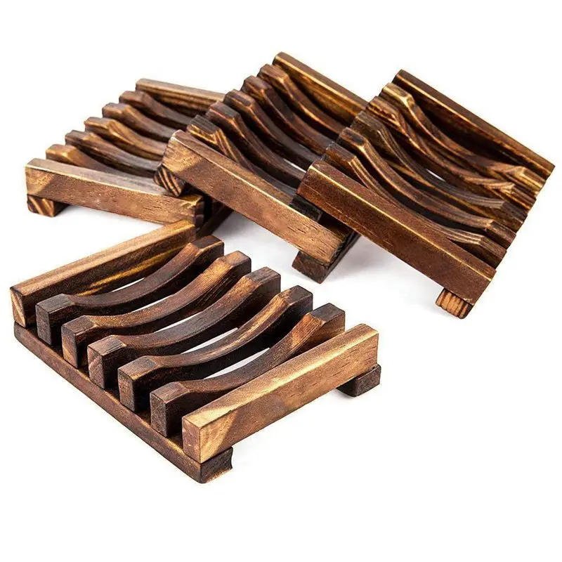 

BMBY-4 Piece Soap Dishes for Bathroom/Shower Soap Holder for Kitchen Home Bath Accessories Hand Craft Natural Wood Soap Case Soa