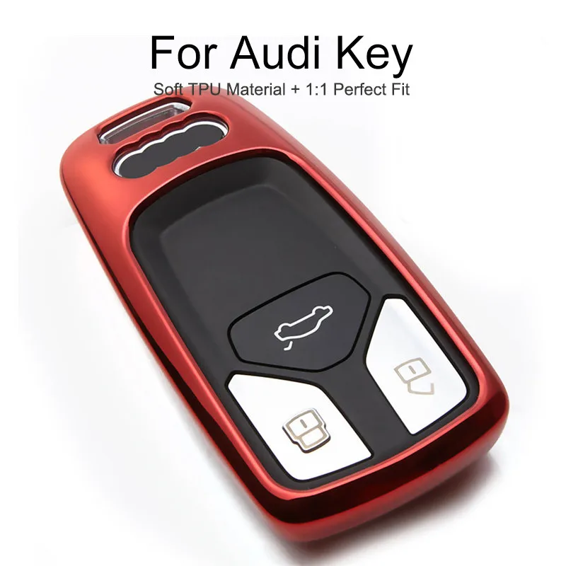 New Soft Tpu Car Remote Key Cover For Audi A4L A8L A4 B9 B8 Sline Q5 Q7 TT TTS RS3 RS6 S1 Ring chain Fob Protection Case | Автомобили и