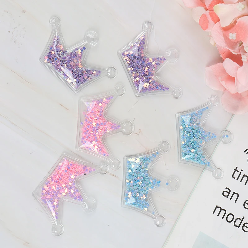 

10 Pcs Transparent Crown Bling Star Flowing Patches Appliques For Children Clip And DIY Hair Clip Headwear Accessories