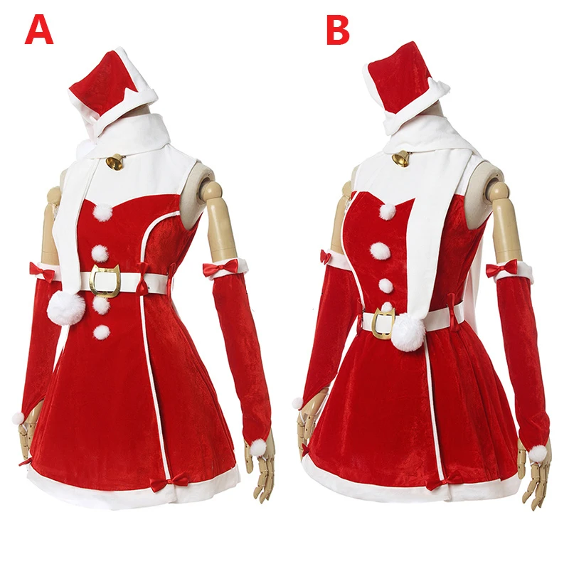Взрослый карнавальный костюм Nekopara, рождественское платье для косплея ванильного цвета Chocola, женское красное платье, рождественские вечерние сексуальные костюмы, шапка, перчатки, носки
