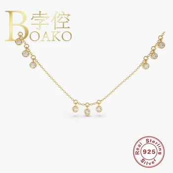

BOAKO Zircon Pendants Necklace For Women 925 Sterling Silver Jewelry Necklace Charms Gargantilla Plata De Ley 925 Collares#9.11