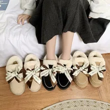 Г., женские тапочки зимние меховые шлепанцы, прошитая обувь на плоской подошве для девочек, плюшевая замшевая теплая обувь Повседневная Удобная Z11-62