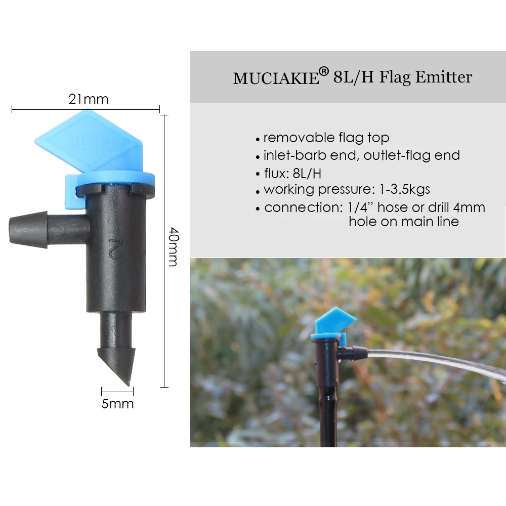 MUCIAKIE 50 м садовый точечный полив система 4L 6L 8L флаг излучатель капельница наборы Садоводство полив растений инструменты микро капельный набор