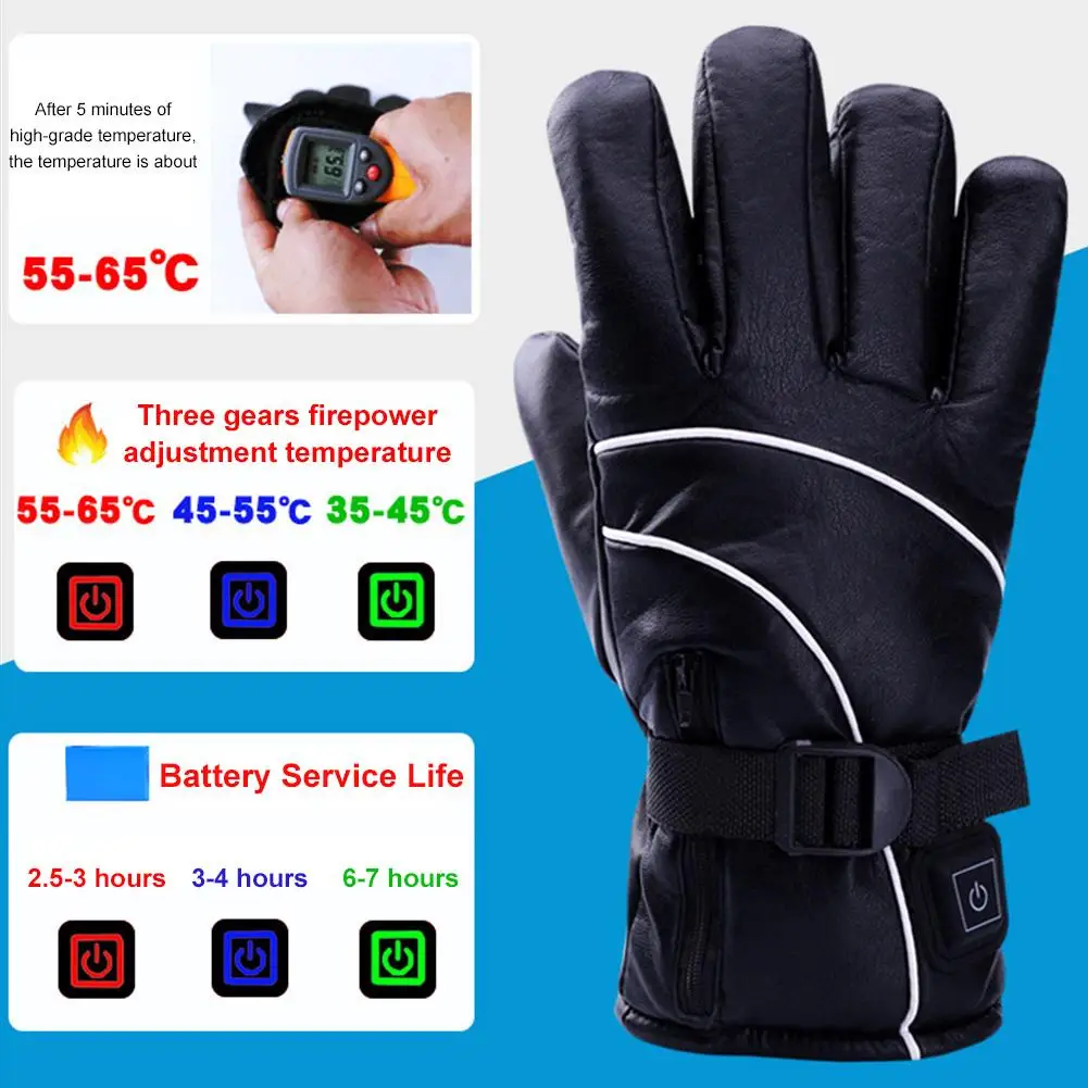 

1 Pair Winter Motorcycle Electric Heated Gloves Hand Warmer 2200 Mah Lithium Battery For Men And Women Motorcycle Ski Gloves