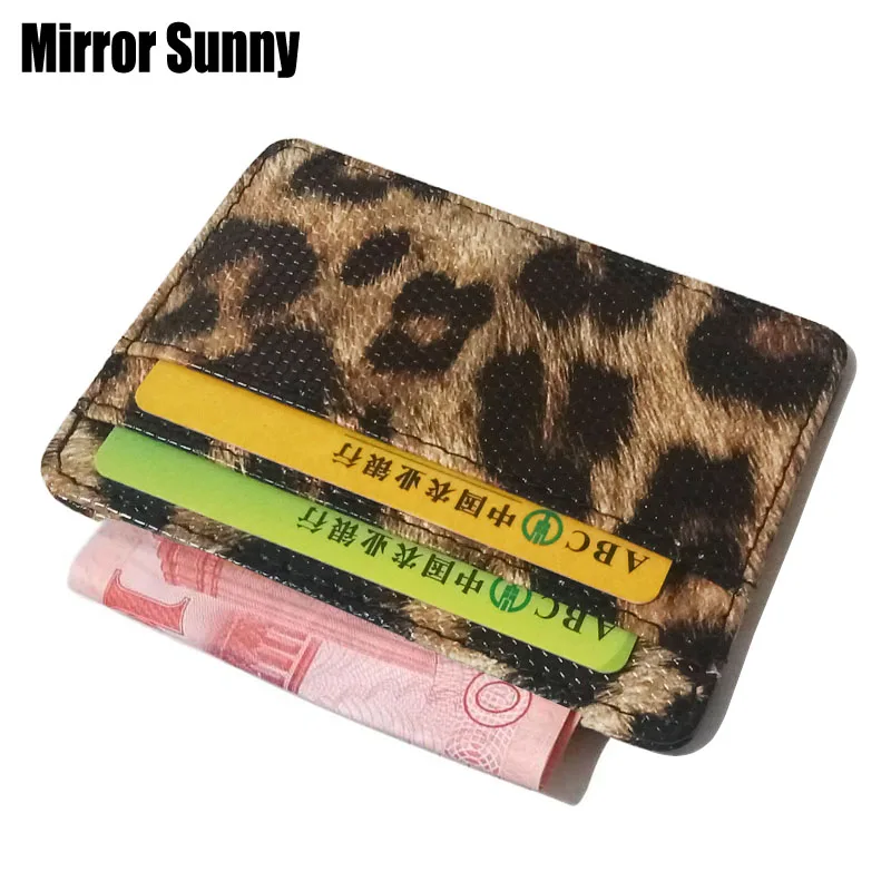 

2019 Small Women Card Wallet Unisex Fashion Leopard Pattern Bank Credit Card Package Pack Coin Bag Card Holder With 6 Slots