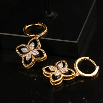 

925 Silver Zircon Ear Stud Jewelery Women European Court style vintage style