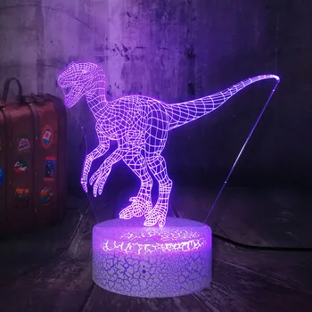 

3D LED Boys Night Light Jurassic World Dinosaur Velociraptor Clever Model RGB Table Lamp Multicolor Changing Home Decor Kid Toy