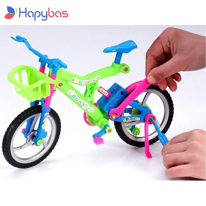 Mini Assembled Bike Bicycle With Basket For Doll Detachable Toy